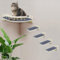 Shiawase Kletterwand für Katzen, Katzentreppe Wand und Eckbett mit Rutschfester Matte, 5-Teiliges Holz Katzenmöbel Set, Inkl. Befestigungsschrauben, bis 15 KG Kratzbäum (Hell)