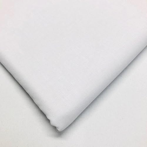 100% Cotton Plain Fabric – 60 Inch Wide 150cm Wide 150GSM Material – for Sewing, Quilting, Curtain Linings, Dressmaking, Pillowcases & Totes – 10 Colors (White, 10 Metre)