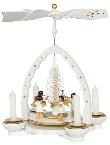 Richard Glaesser Pyramid Musical Angel White for Tea Light and Candles from Seiffen in the Ore Mountains, 16054