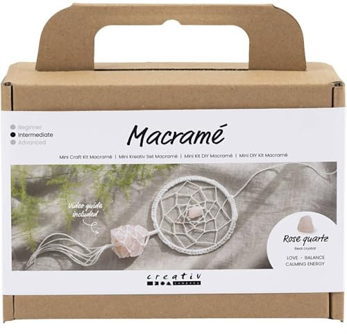 Creativ Mini Bastelset Makramee, hellrosa, weiß, 1 Packung, Mulricolour