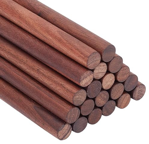 OLYCRAFT Lot de 20 tiges de cheville en noyer - 10 mm x 14,9 cm - Bâtons ronds bruts - Blocs de sculpture en bois pour matériaux de construction - Fournitures de bricolage - Marron noix de coco