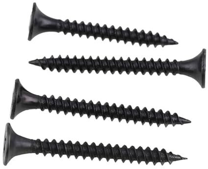 Voirrow 50pcs M3.5,16-50mm Countersunk Head Self Tapping Screw Galvanized Flat Head Wood Screw Drywall Nail(Black zinc-plated M3.5,25mm)