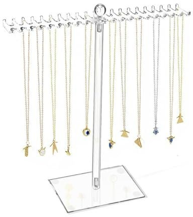 Espositore per Gioielli in Acrilico,Trasparente Porta Gioielli con Barra a T,Supporto per Orecchini,Porta orecchini,Portacollane da Tavolo,Portagioie Albero,Appendere e Organizer