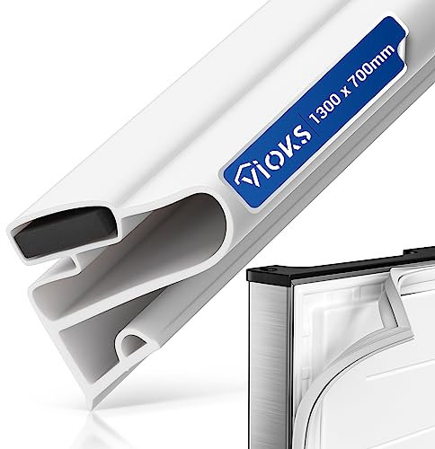 VIOKS Joint de porte de réfrigérateur - 1300 x 700 mm - Blanc - À monter soi-même - Joint en caoutchouc pour porte de réfrigérateur - Joint en caoutchouc avec bande magnétique - Pour réfrigérateur et