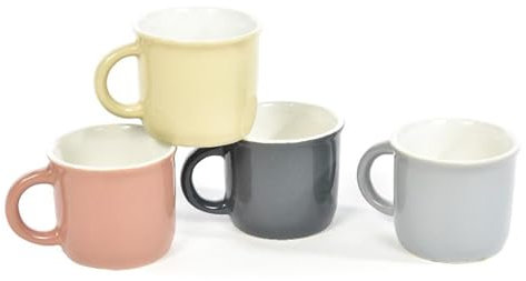 Decor Space Tazzine da caffè colore tinta unita in ceramica, set da 4 pezzi (60 ml)