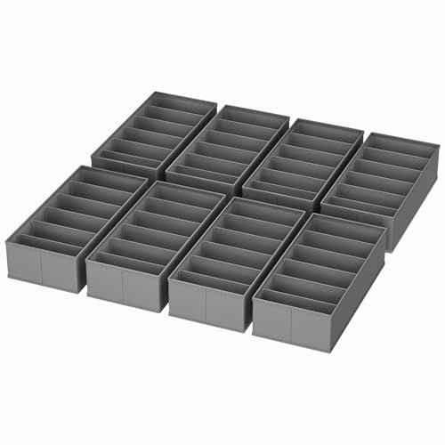 Homsorout Schubladen Organizer Kleidung Baby - 8er Set Ordnungssystem Kleiderschrank Stoff Unterwäsche Aufbewahrung Drawer Organizer, 30 x 15 x 9 cm für Baby Wickelkommode, Socken, Dunkelgrau