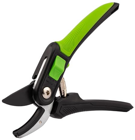 MIVOS Tijera de yunque - Tijera de jardín con hoja de acero SK5 afilada - 215 mm - Tijera de podar para jardín, floristería - Tijera de podar cómoda, tijera de flores - Tijera universal