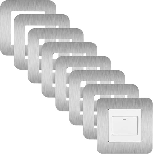 8PCS Light Switch Surrounds Silver, Wall Plates for Light Switches | Light Switch Cover Plate,Finger Plates for Light switches,Light Switch Frame Surround for Home Decoration