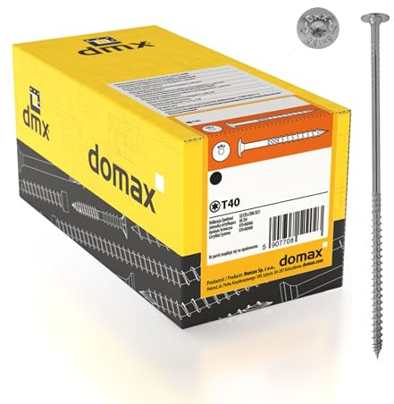 DMX - Viti a testa svasata 6x140 - Viti da costruzione - Set di viti per legno - Viti per pannelli truciolari - Set di viti - 100 pezzi - Viti a testa piatta per legno - Set Torx - Viti per