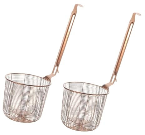 OUYUE Cesta Freidora Freidora De Aceite Colador de Malla Fina de Acero Inoxidable con Mango Largo Cesta Freidora para Croquetas