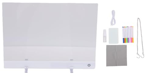 Fafeicy Tablero de Borrado Seco Acrílico LED, Iluminación de Dibujo de Tableta con Perlas de Color RGB 4 Modos Dinámicos de 11.8x8in Pizarra Magnética, para Niños Adultos Creativo