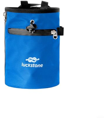 Yuanpgky Sac à craie pour l'escalade, le bloc, la gymnastique et l'haltérophilie | Nylon 420D avec doublure douce, imperméable et résistant à l'usure | Ceinture réglable avec mousqueton, (bleu)