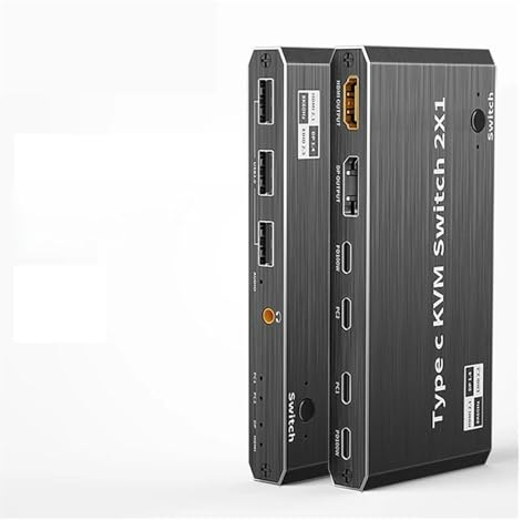 8K 60Hz USB Typ C KVM-switch 2x1 4K 120Hz Thunderbolt 3/4 Video Switcher for 2 bärbara datorer Anslut till 1 DP eller -skärm Hög uppdateringsfrekvens