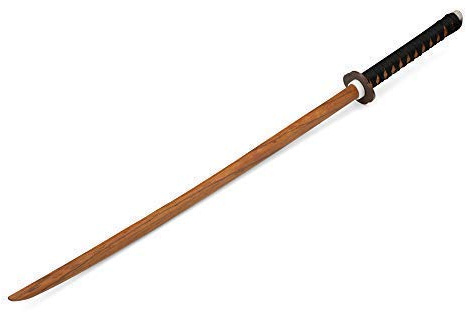 Playwell Arti Marziali in Legno Bokken con Corda Impugnatura - Rosso Quercia