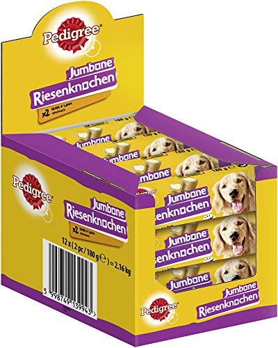 Pedigree Jumbone Riesenknochen Mittelgroß Huhn & Lamm Geschmack Hundesnack 12 x 2 Stück