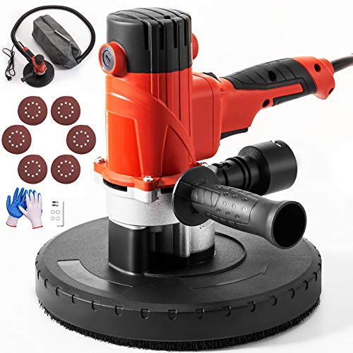 VEVOR Lijadora de Pared 1200W, Lijadora Eléctrica para Paredes y Techos 1200-2500RPM, Lijadora Jirafa, Ideal para Lijar Techos y Paredes, con Cable de 2 m, Bolsa de Vacío y 6 Discos de Lijado