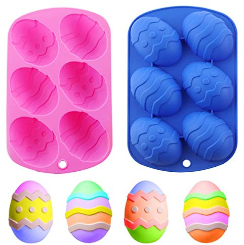 XiXiRan Stampi in Silicone di Uovo di Pasqua, 2 Pezzi Stampo 3D per Uova di Pasqua, Set di Stampi in Silicone Pasquale, Stampo Antiaderente per Uova di Pasqua, per Cioccolato, Caramelle, Torta