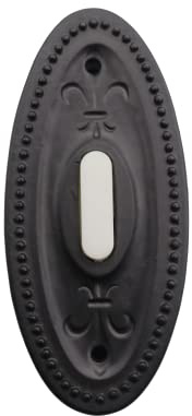 HOMEnhancements Matte Black Traditional Oval Doorbell, Wired Doorbell Button, Decorative Doorbells for home
