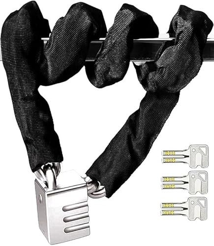 Motorrad-Fahrrad-Kettenschloss CAMARKY Diebstahlsicherung mit 3 Schlüsseln, Kettenschloss für Fahrrad, Motorrad, Fahrrad, Tür, Tor, Zaun, Grill (90 cm, Schwarz)