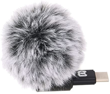 Lavalier Microphone for Mobile Phone, Mini Lapel Microphone for Video Recording, Noise Reduction 90 Degrees Adjustable Lavalier Microphone with Sponge Windscreen, Fur Windshield