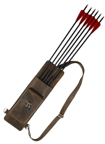 Valhalla Gear, Rectangular Archery Back Arrow Holder, Vintage Quiver for Shooting Practice, Training, Full Grain Leather, Handmade Archer Accessories, Bourbon Brown