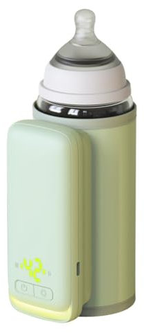 Flaschenwärmer,Asudaro Tragbarer Reise-Flaschenwärmer Usb Baby Flaschenwärmer Mit Akku Einstellbare Temperatur Auf 6 Stufen Mit Led-Nachtlicht Unterstützt Aufladen Konstante Temperatur 42 ℃