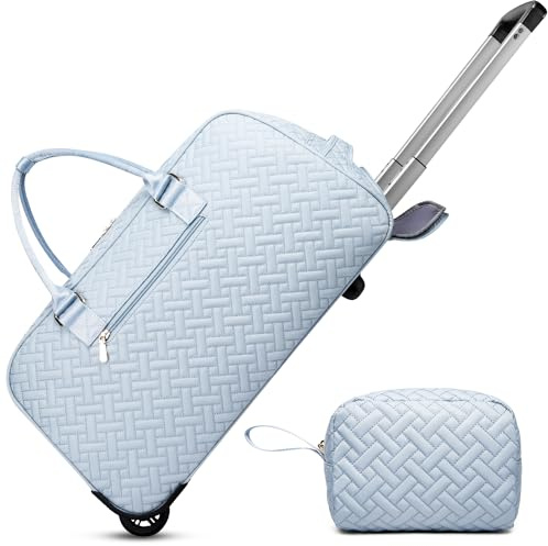 Duffle Bag for Travel, Weekender Bag with Shoe Compartment, Carry On Overnight Bag for Women with Toiletry Bag, 50L Gym Bag with Wet Pocket, Hospital Bags for Labor and Delivery, Blue-Rolling