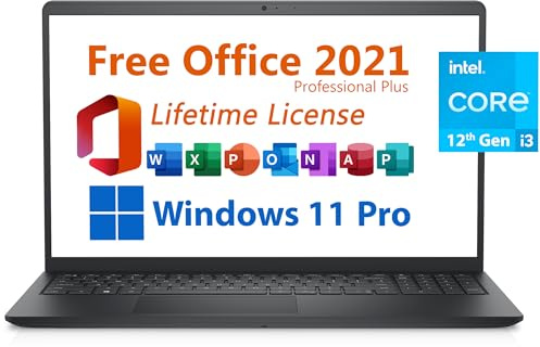 Dell 2024 Inspiron 15 Laptop, Free Microsoft Office 2021 with Lifetime License, 15.6 FHD 1920 x 1080, Intel 6-Core i3-1215U upto 4.4 GHz, 16GB DDR4 RAM, 512GB PCIe SSD, Windows 11 Pro, Black