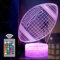 Football Night Light,Soccer Gifts for Boys Girls or Decor, Rugby 3D Illusion Lamp with 16 Colors Change Remote Control, Decorative Desk Lamp Christmas Creative Birthday Gift Ideal for Sport Fans