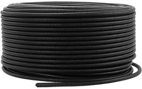 HEIHAK 60 M Black Corrugated Plastic Tubing, OD 10mm Flexible Conduit, Car Wire Pipe Suitable for Cable Management and Arrangement