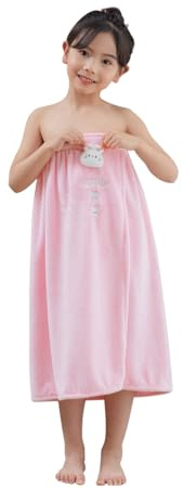 TINAYAUE Peignoir Fille Serviette Enfant Serviette microfibre absorbant Robe de Bain Absorbant Pyjama Sortie de Bain Robe de Chambre pour se baigner (Rose)