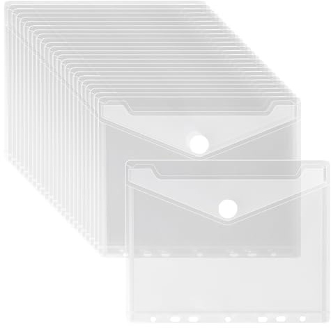 SYUTBOU 50 stycken klara plastfickor A5, transparent A5-dokumentficka med 7 hål, 22,8 x 18 cm Foldersys för pärmar
