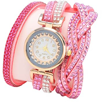 Kvinnor kvinnor guldarmband kvarts armbandsur lätt läsare, Rosa, En storlek