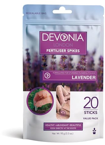 Devonia Lavender Plant Food Fertiliser Sticks | Slow-Release Fertiliser for Healthy, Vibrant Lavender | Pre-Measured, Easy to Use, Mess-Free Feeding | Feeds All Season Long | Feed For Lavender Plants