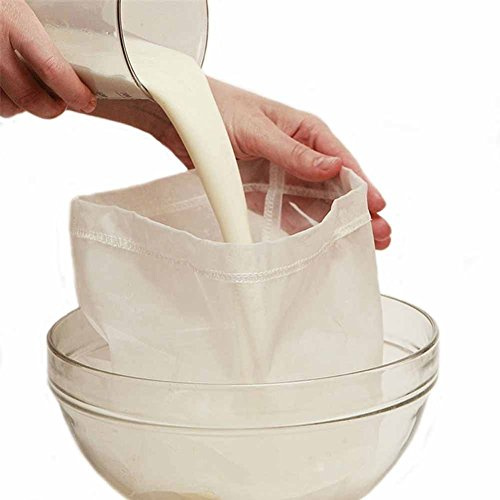 Premium Fine Mesh Food Grade Nut Milk Bag for Almond Milk/Soy Milk - Fine Mesh Nylon Cheesecloth & Cold Brew Coffee Filter, 9 x 12 (5)