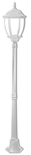 Vetrineinrete® Lampione da giardino con palo lanterna da terra luce per esterno in alluminio e vetro con portalampada per vialetti E27 ES35-B (Bianco) P31
