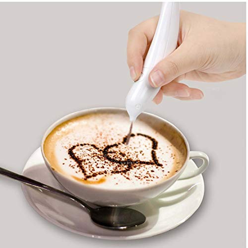 BYFRI Électrique Latte Art Pen pour Gâteau Aux Épices Stylo Gâteau Décoration Stylo Café Sculpture Pen Cuisson Outils Pâtisserie 1pc (Blanc)