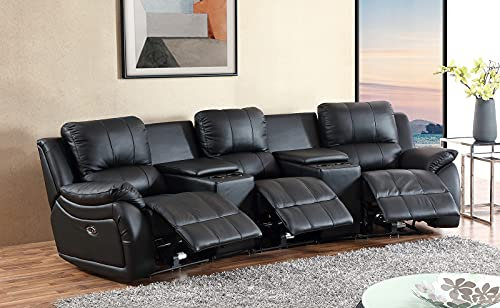 Mapo Möbel Elektrisches Ledersofa Kinosofa Fernsehsofa 5129eee-Cup-3-S