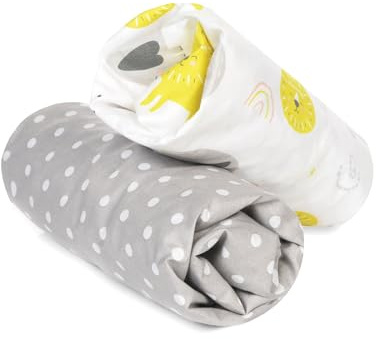 FlyIdeas Draps Housse 60x120 Alese Lit Bebe, Lot 2 Draps Ajustables Alèse Protégé Matelas - Linge en Pure et Doux Coton Certifiè pour Lit, Berceau & Matelas 120x60 cm