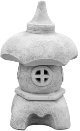 gartendekoparadies.de Japanische Oki-Gata Steinlaterne, H. 48 cm, 26 kg, Grau, frostsicher aus Steinguss für Außenbereich