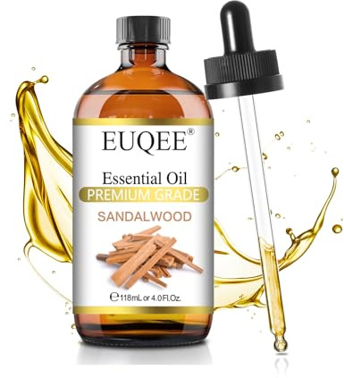 EUQEE Sandalwood Essential Oil(4 oz/118 ml) Sandalwood Oil Oil with Glass Dropper, Great for Diffusers, Soap & Candle Making
