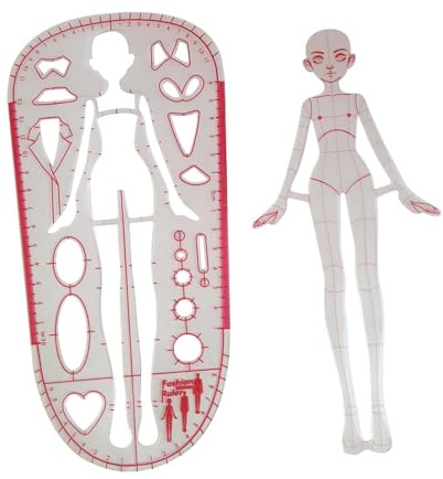 F Fityle Règle de modèle de Mode, 2 pièces, règles d'illustration de Mode, Conception de Robes, vêtements de Travail, Tailleurs clairs, règle de Couture légère