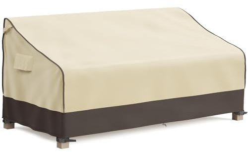 MR. COVER 3-Seater Outdoor Couch Cover Waterproof, 80 Inch Patio Furniture Covers Waterproof with All Weather Protection, Heavy Duty Outdoor Sofa Covers with Air Vent and Handles, Brown & Khaki