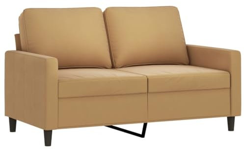 vidaXL Sofa 2-Sitzer, Loungesofa Couch mit Armlehnen Rückenkissen, Wohnzimmersofa Designsofa mit Metallgestell, Sitzmöbel Zweisitzer, Braun Samt