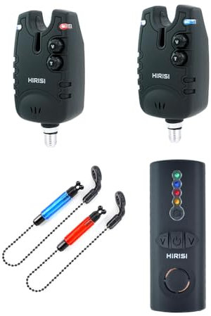 Hirisi Tackle Drahtloses Karpfenangeln Bissanzeiger Set 4+1Wasserdichtes Angelzubehör Bissanzeiger mit Funk (FBA-SQ-2)