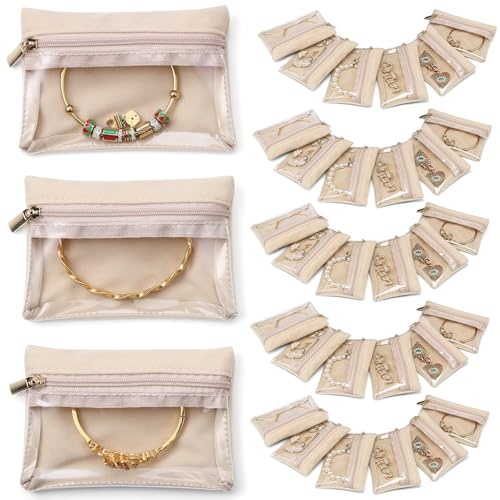 Vlando 33 bolsas de joyería, bolsa de viaje de terciopelo con cremallera, organizador de joyas para mujer