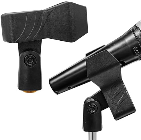 Musiin Soporte de clip de micrófono, clip universal de resorte para micrófono con cable/accesorios de soporte de micrófono inalámbrico (paquete de dos piezas)