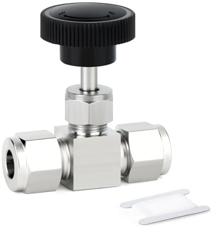 TAISHER 1PCS 304 Stainless Steel Compression Tube Square Straight Needle Valve 6MM Tube OD for Flow Control Water Gas Oil