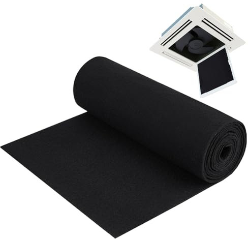 BENECREAT Lámina de Filtro de Carbón Activado de 300x40cm, Lámina de Carbón del Prefiltro Negro, Filtros de Carbón de Repuesto para Filtros de Ventilación, 3mm de Espesor