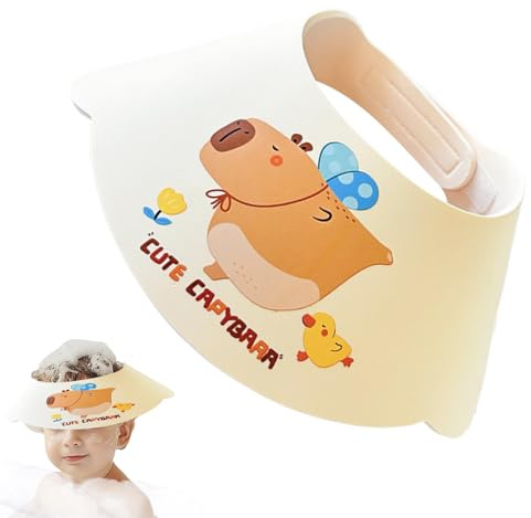 laxreheye Cuffia da doccia per bambini – Capybara Design Ombrello da bagno con paraspruzzi, resistente agli spruzzi d'acqua con protezione per occhi, naso e collo durante il bagno